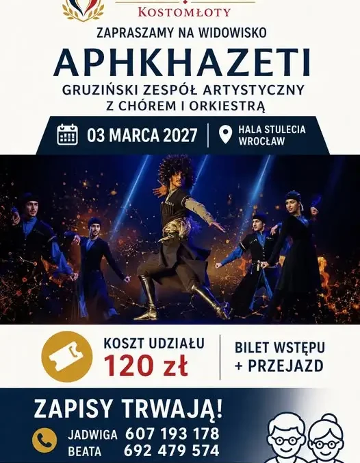 Seniorzy z gminy Kostomłoty pojadą na gruzińskie widowisko do Wrocławia