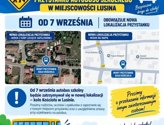 Zmiana lokalizacji przystanku autobusu szkolnego w Lusinie
