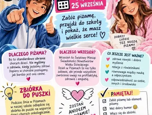 Dzień w Piżamach w szkole – 25 września zbiórka na dzieci chore onkologicznie