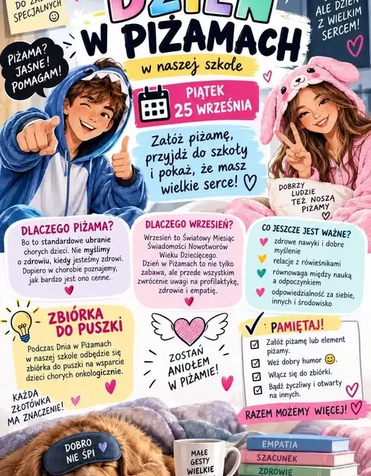 Dzień w Piżamach w szkole – 25 września zbiórka na dzieci chore onkologicznie