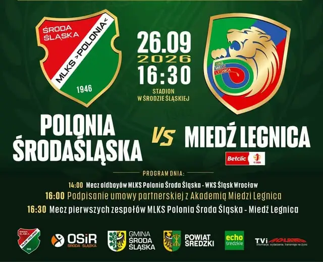 80-lecie Polonii Środa Śląska – mecz z Miedzią Legnica i umowa partnerska