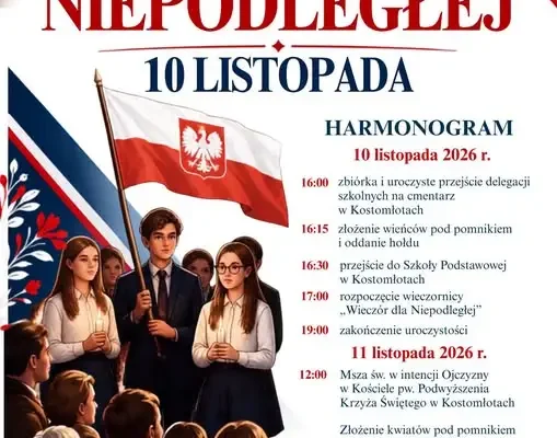Wieczornica dla Niepodległej w Kostomłotach – zaproszenie na 10 listopada