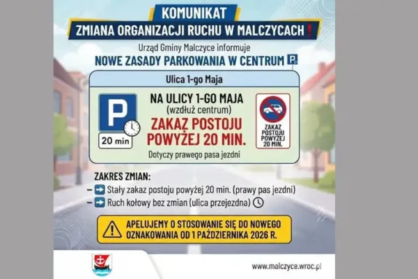 Malczyce: od 1 października nowe zasady parkowania na ulicy 1-go Maja