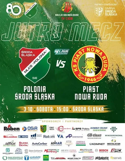 Polonia Środa Śląska zagra z Piastem Nowa Ruda. Mecz już w sobotę