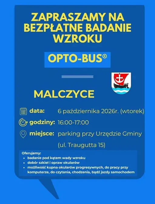 Bezpłatne badanie wzroku w Malczycach – optobus odwiedzi gminę 6 października