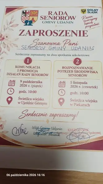 Gmina Udanin zaprasza seniorów na bezpłatne szkolenia