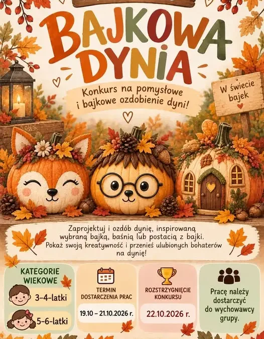 Konkurs „Bajkowa Dynia” – jesienna zabawa dla przedszkolaków