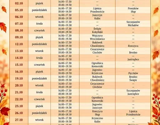 Październikowe animacje w świetlicach wiejskich gminy Środa Śląska
