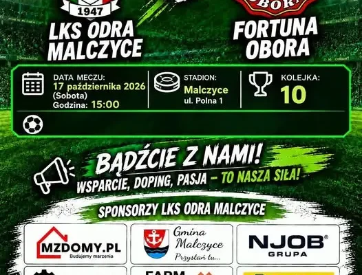LKS Odra Malczyce zagra z Fortuną Obora. Kibice szykują doping