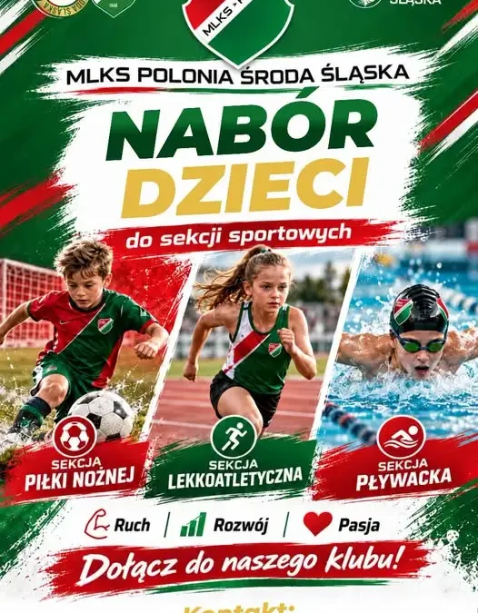 MLKS Polonia Środa Śląska prowadzi nabór do trzech sekcji sportowych