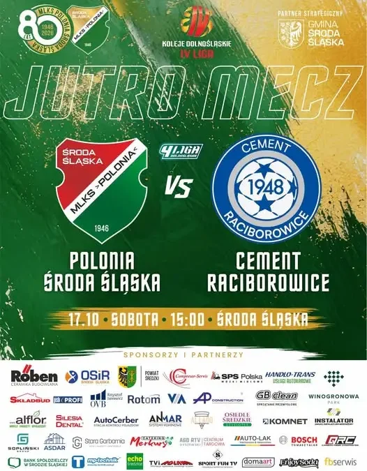 Polonia Środa Śląska zagra u siebie z Cementem Raciborowice – sobota, godz. 15:00