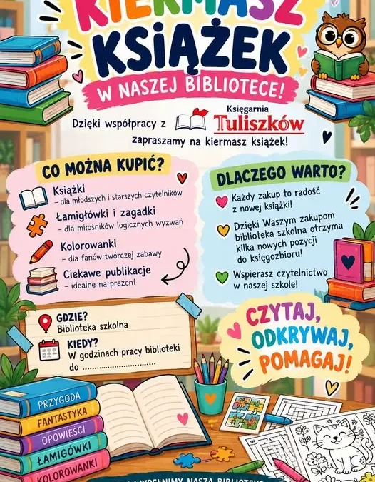 Kiermasz książek w szkolnej bibliotece w Udaninie – wspieraj czytelnictwo!