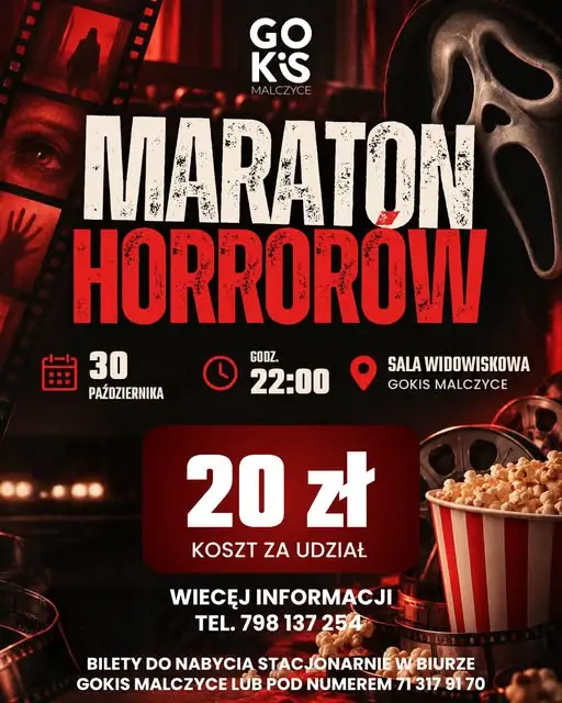 Maraton horrorów w GOKiS Malczyce – 30 października