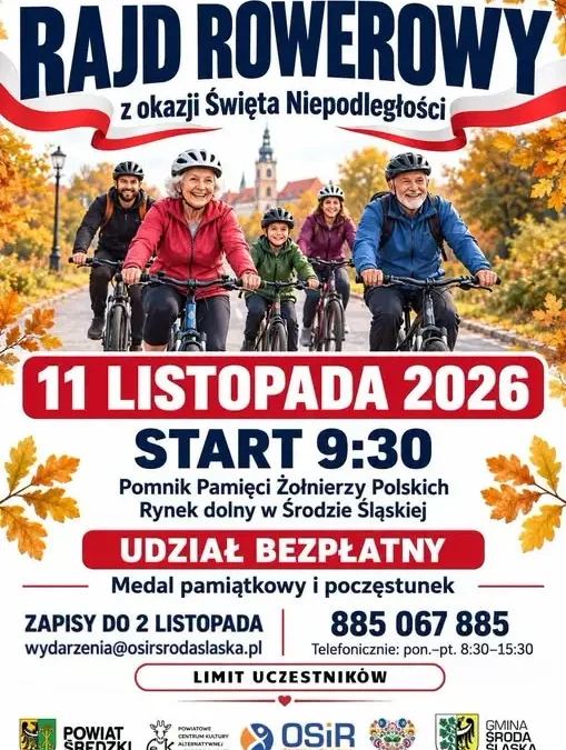 Rowerowy rajd niepodległościowy w Środzie Śląskiej – zapisy tylko do 2 listopada
