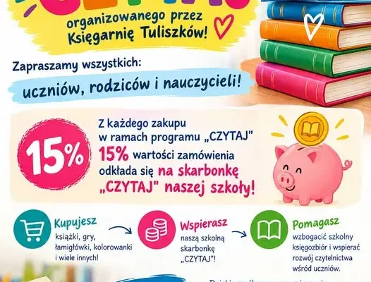Program „CZYTAJ” – kup książkę i wesprzyj bibliotekę szkolną w Udaninie