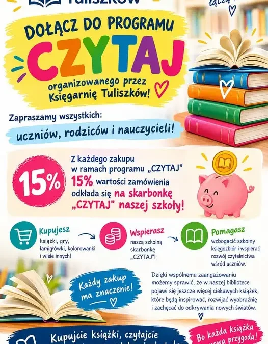 Program „CZYTAJ” – kup książkę i wesprzyj bibliotekę szkolną w Udaninie