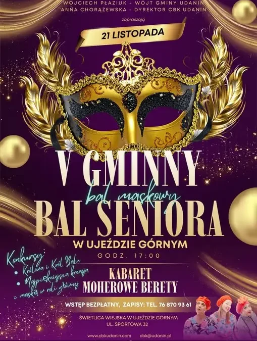 V Gminny Bal Seniora w Ujeździe Górnym – bal maskowy z Kabaretem Moherowe Berety