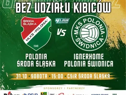 Polonia Środa Śląska zagra w sobotę bez publiczności