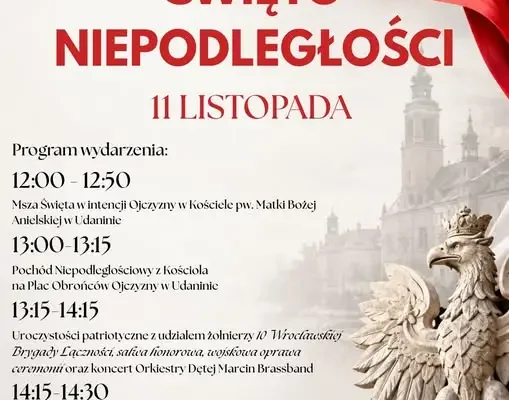 Gmina Udanin zaprasza na obchody Narodowego Święta Niepodległości 11 listopada