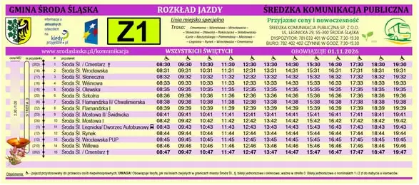 Środa Śląska: 1 listopada uruchomione zostaną specjalne linie autobusowe Z1 i Z2
